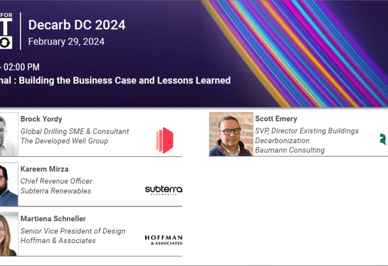 Scott Emery DECARB DC 2024 Summit Geothermal: Building the Business Case and Lessons Learned panel